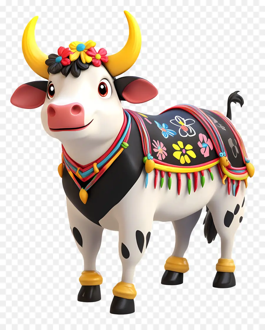 Vache Pongal，Vache Décorée PNG