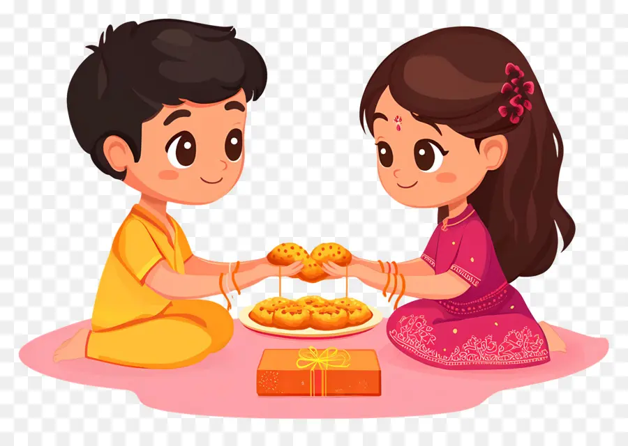 Joyeux Raksha Bandhan，Enfants Avec Modak PNG