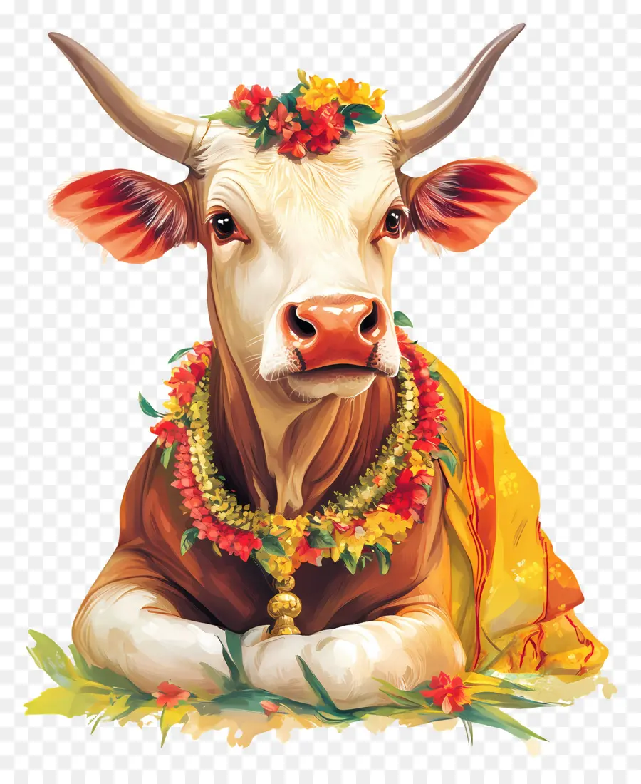 Vache Pongal，Vache Décorée PNG