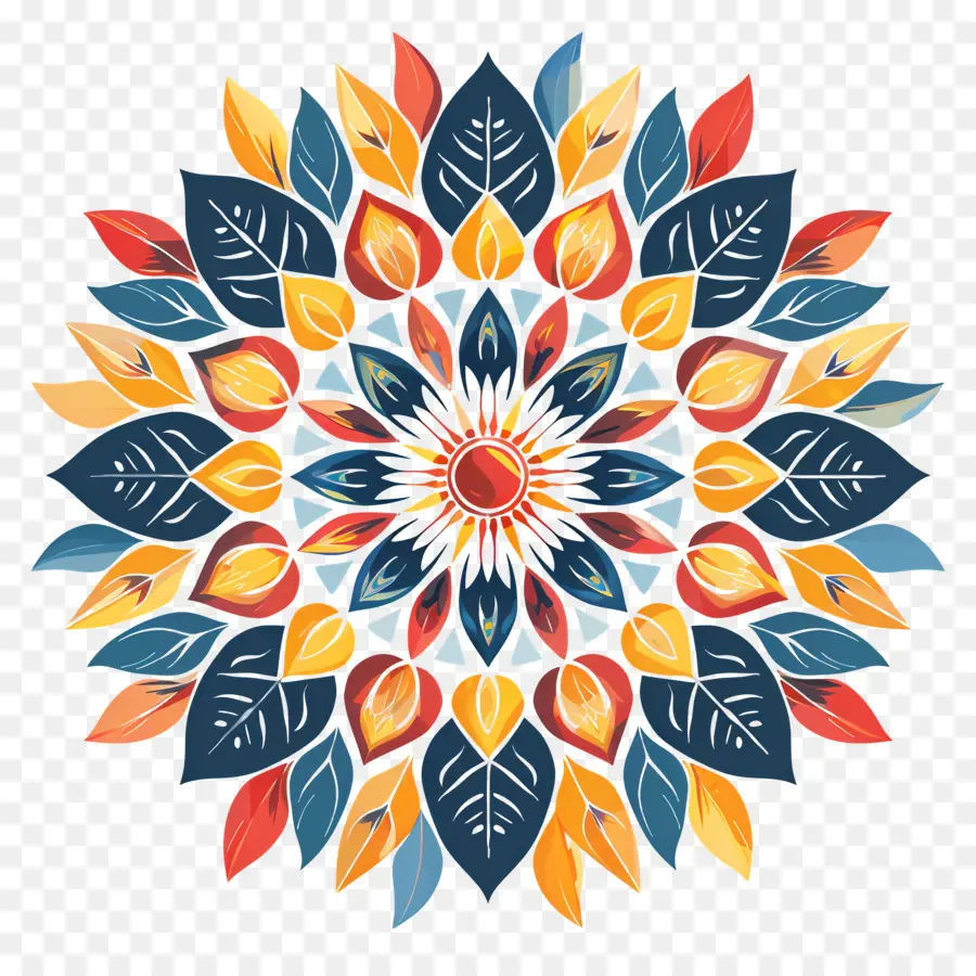 Pookalam，Mandala Coloré PNG