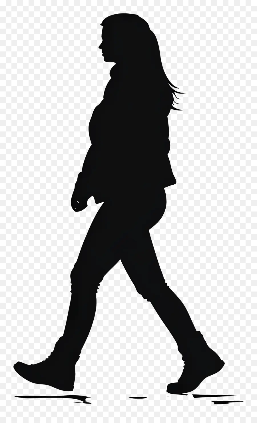 Silhouette Féminine Marchant，Silhouette PNG