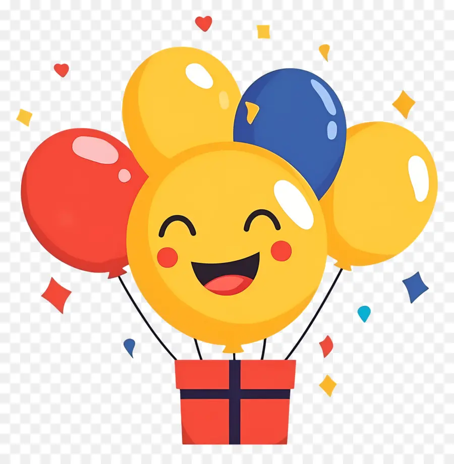 Anniversaire Emoji，Ballons Souriants PNG