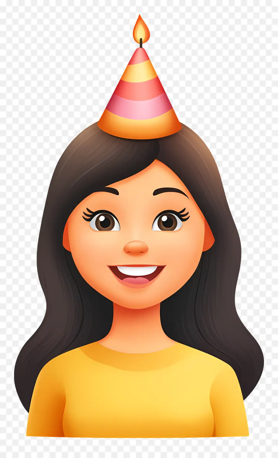 Anniversaire Emoji，Fille Avec Chapeau De Fête PNG