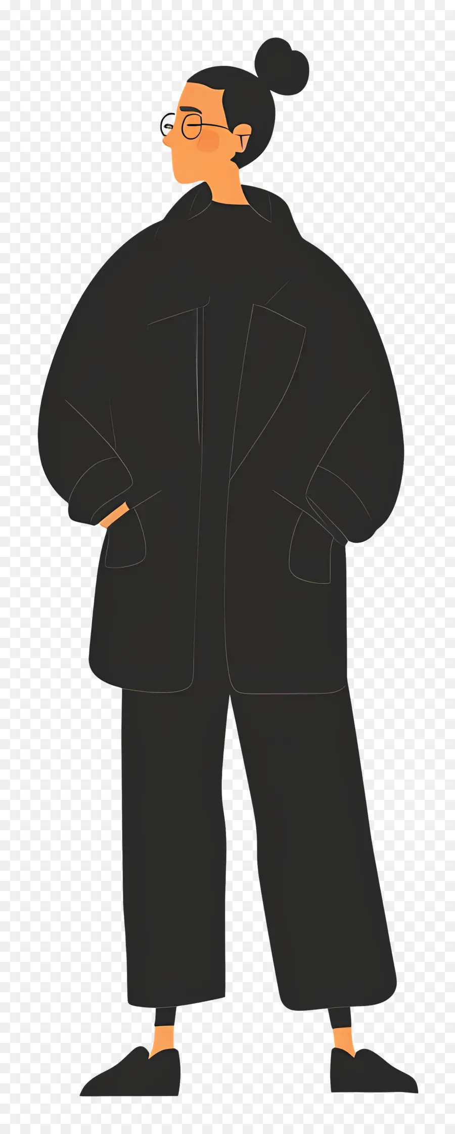 Femme En Tenue Noire，Personne En Manteau Noir PNG