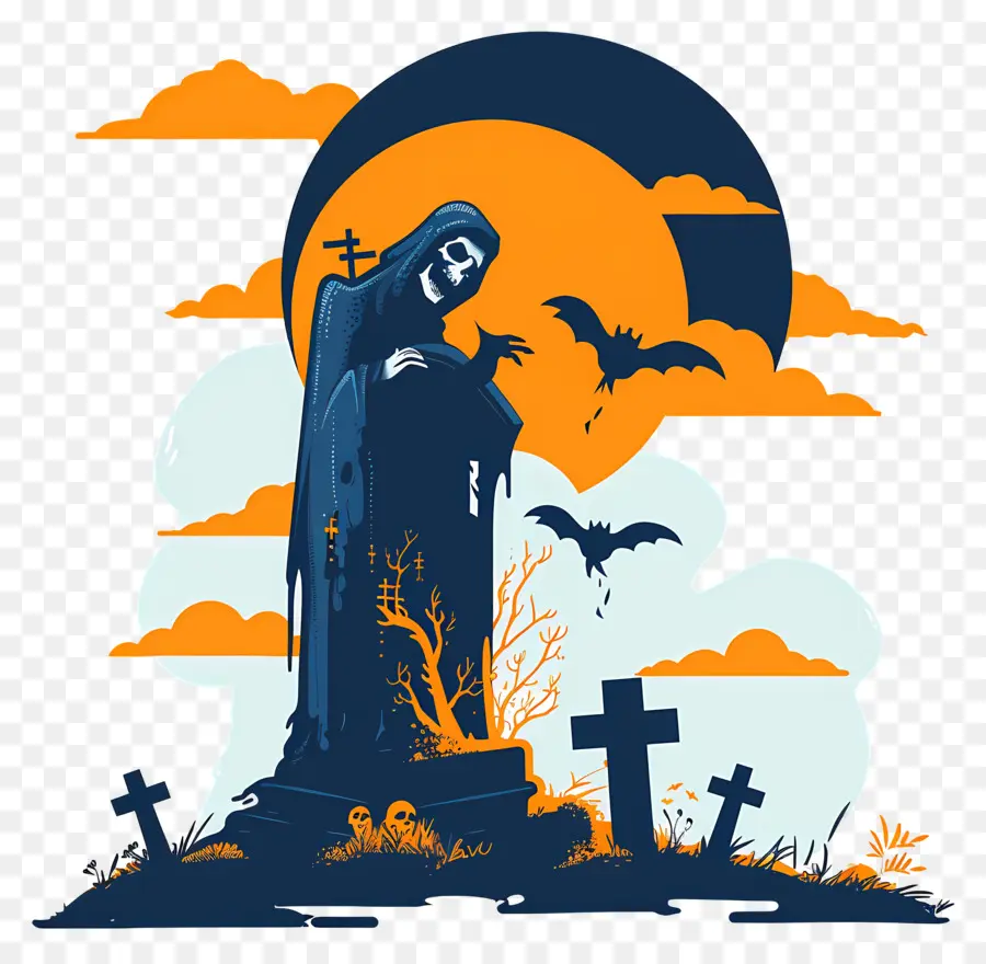 Faucheuse D'halloween，Cimetière PNG