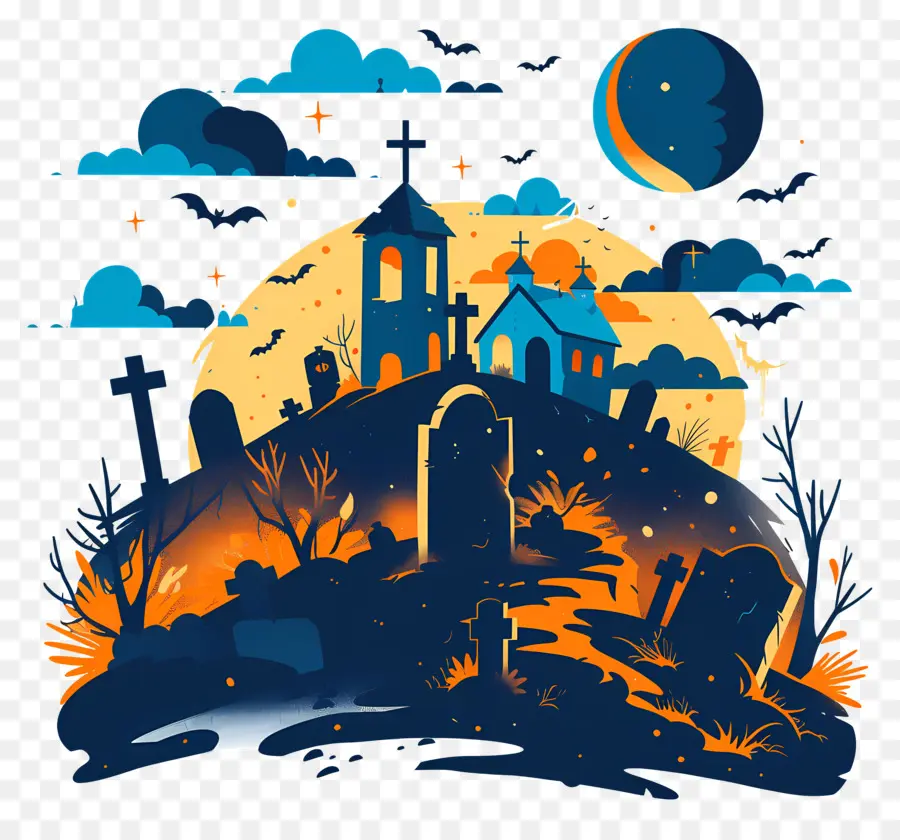 Soirée D'halloween，Cimetière Hanté PNG