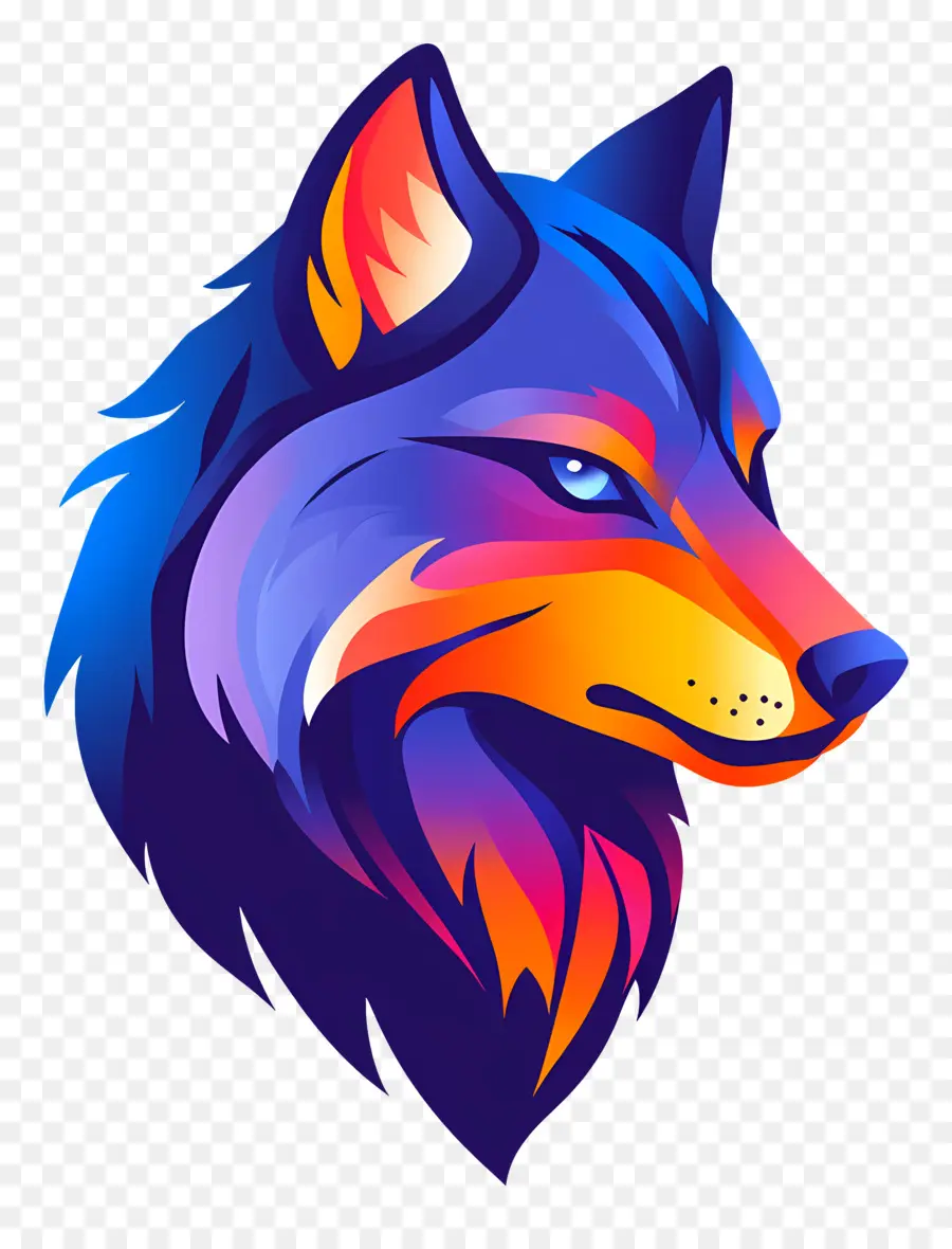 Loup Cool，Tête De Loup Colorée PNG