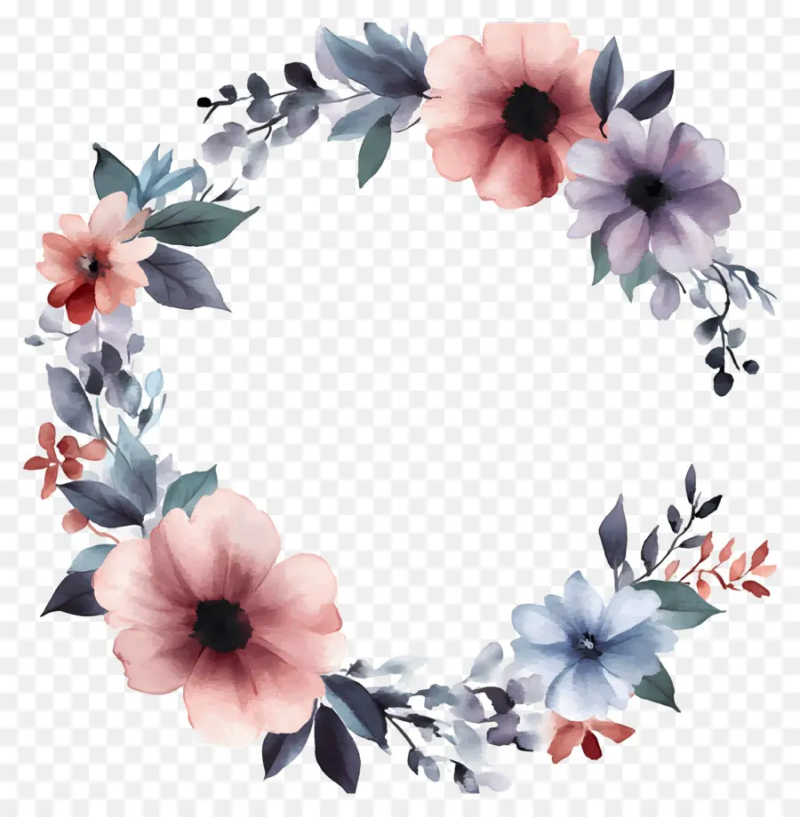 Cadre De Mariage Rond，Couronne Florale PNG