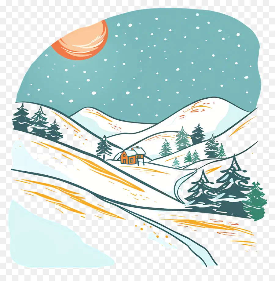 Paysage De Neige，Paysage Enneigé PNG