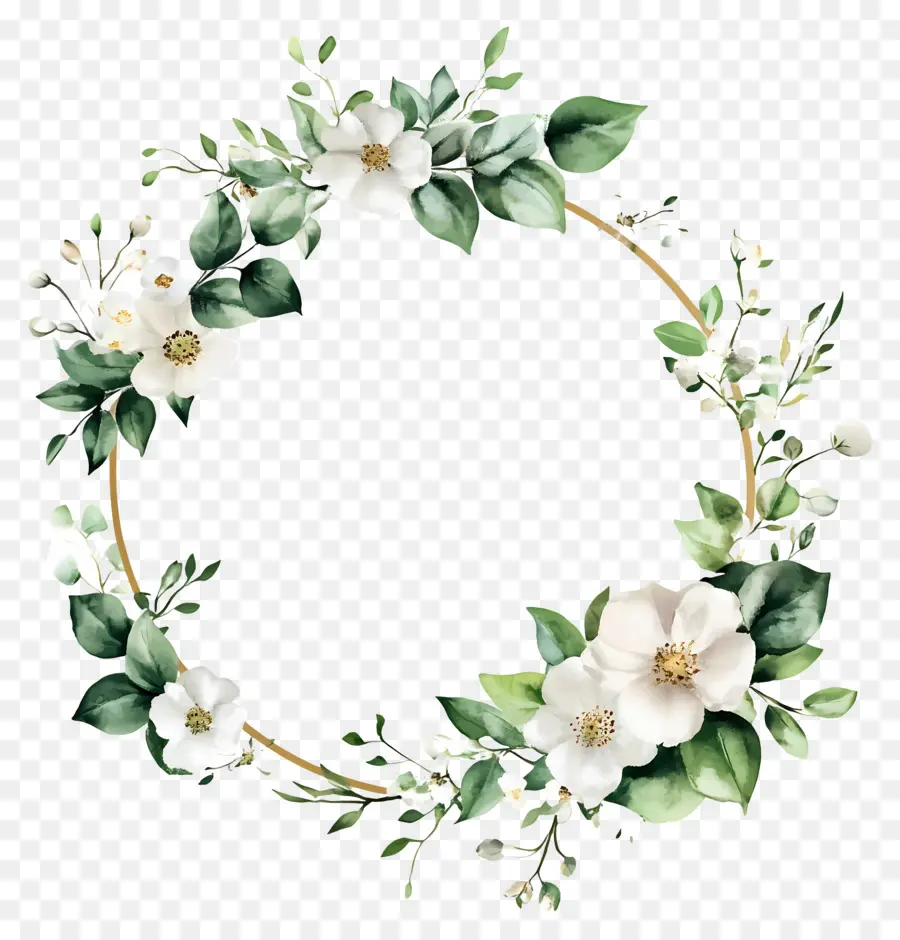 Cadre De Mariage Rond，Couronne Florale PNG