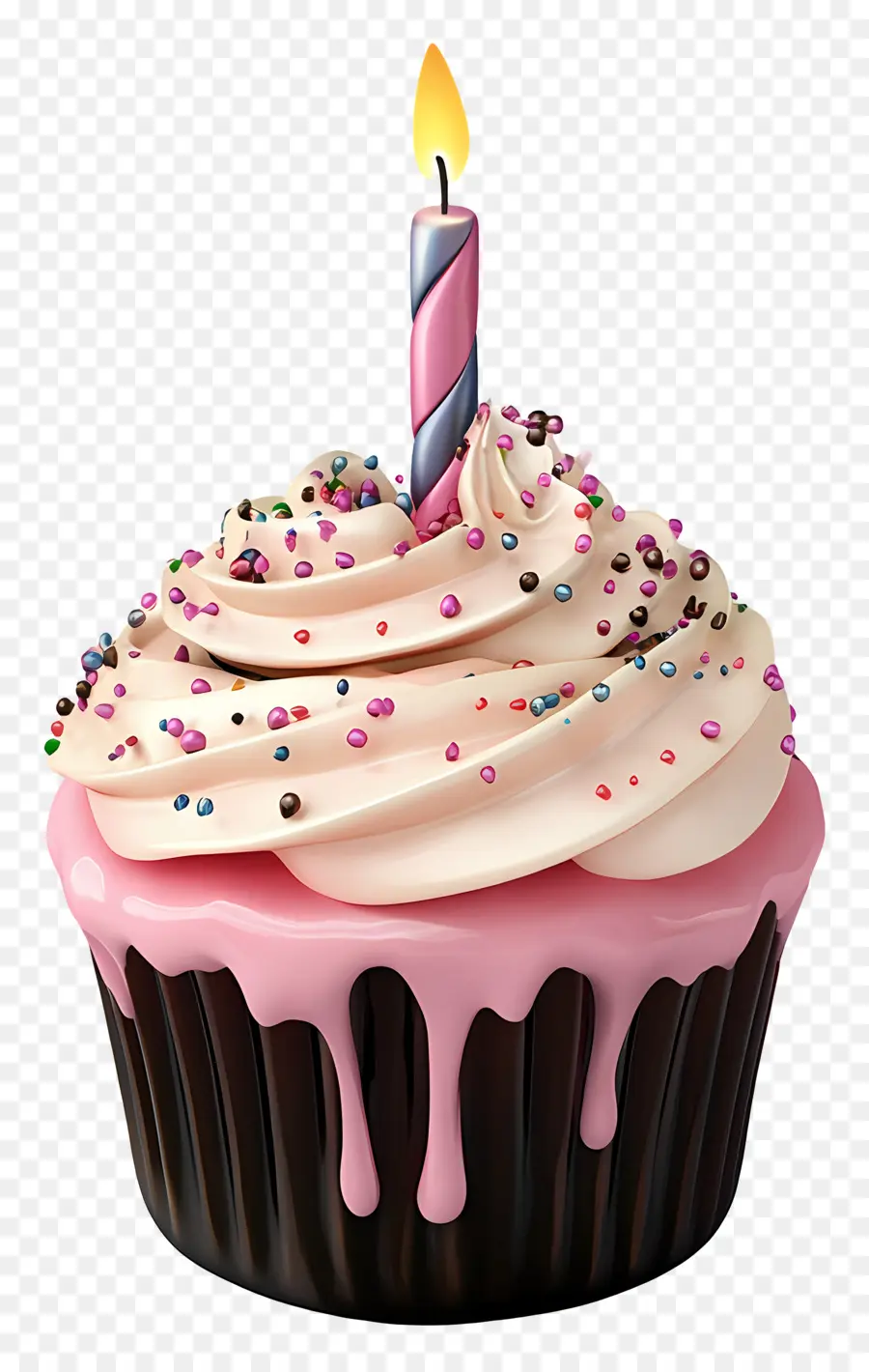 Gâteau D'anniversaire，Cupcake Avec Bougie PNG