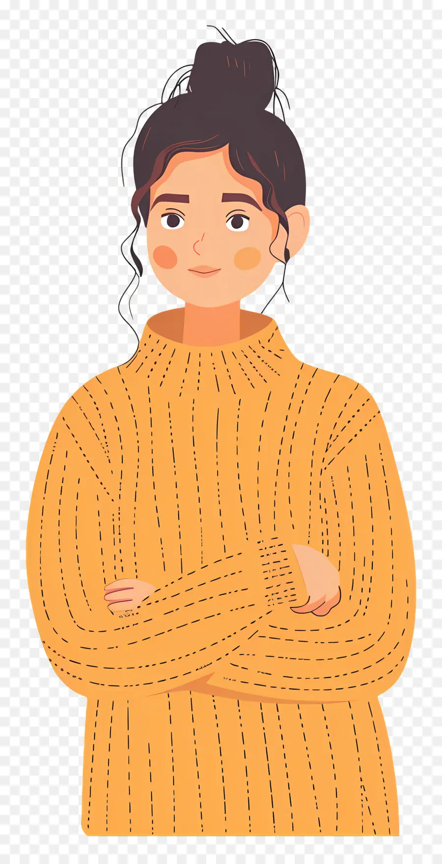 Femme En Pull，Fille En Pull Jaune PNG