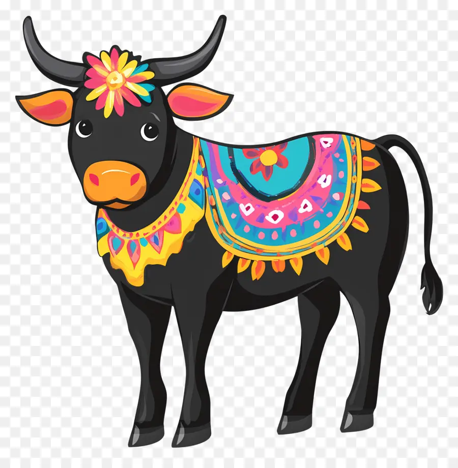 Vache Pongal，Vache Décorée PNG