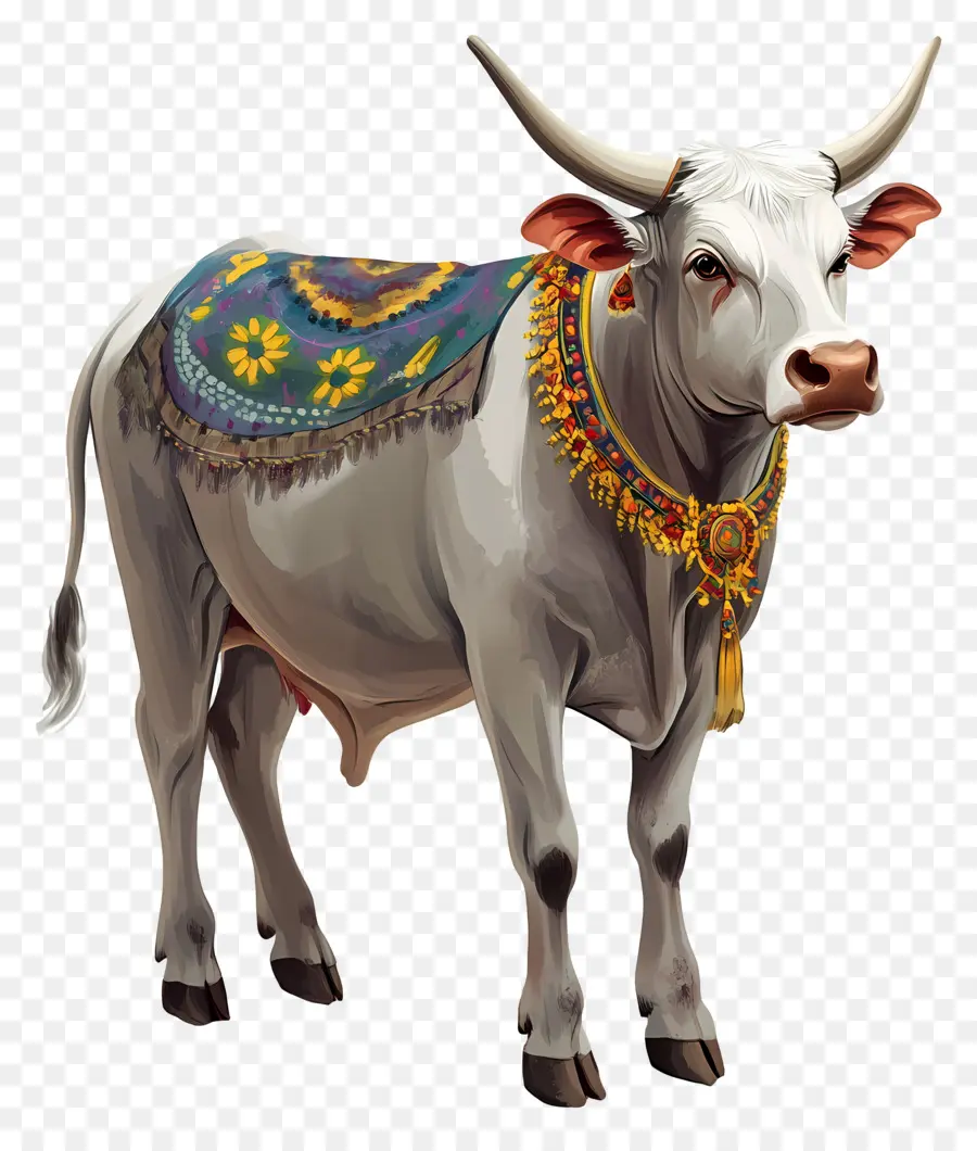 Vache Pongal，Vache Décorée PNG