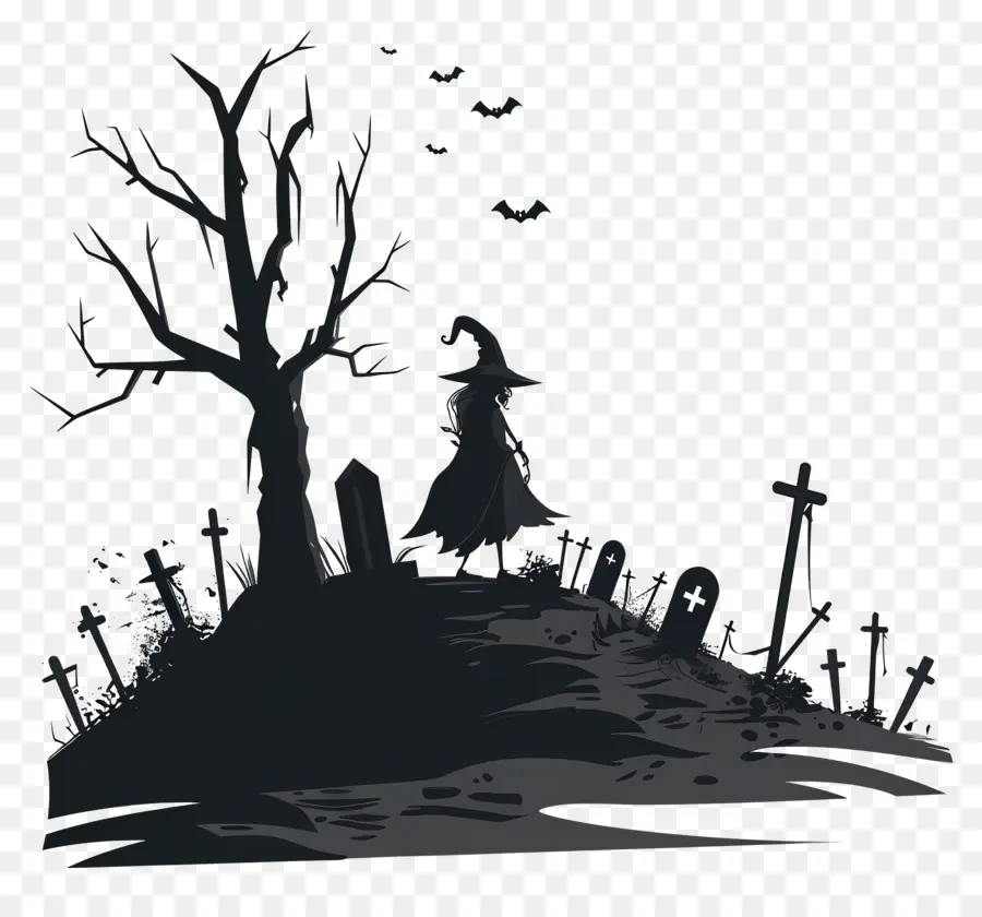 Sorcière Dans Le Cimetière，Chapeau De Sorcière PNG