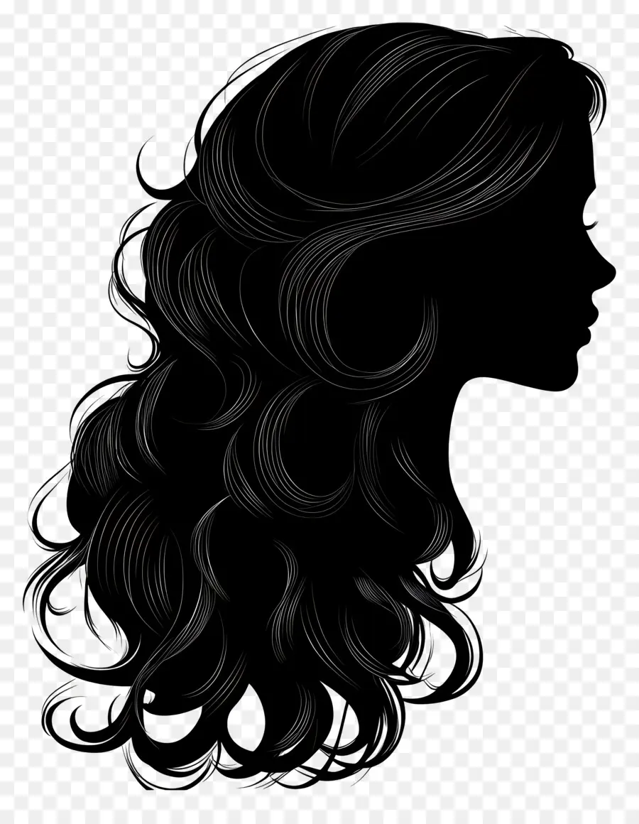 Silhouette Féminine，Silhouette De Femme Aux Cheveux Longs PNG