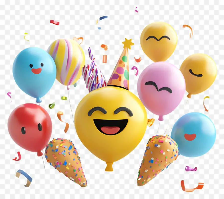 Anniversaire Emoji，Ballons Emoji PNG