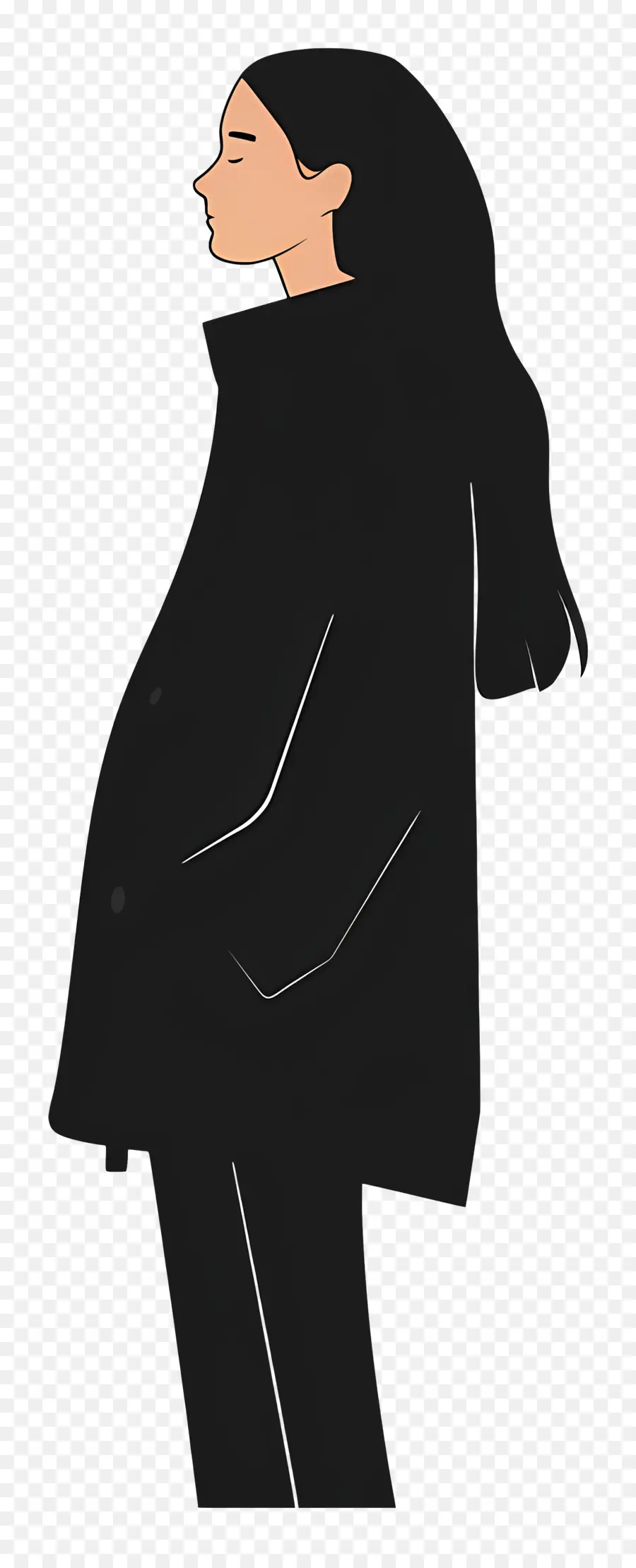 Femme En Tenue Noire，Femme En Manteau Noir PNG