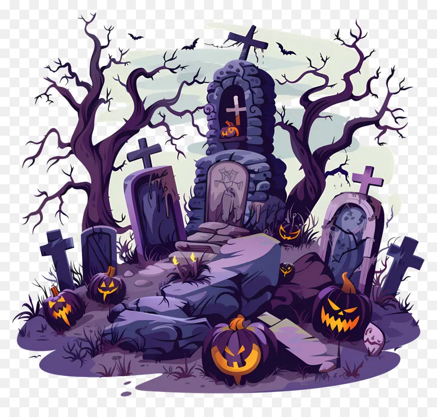 Cimetière D'halloween，Cimetière PNG