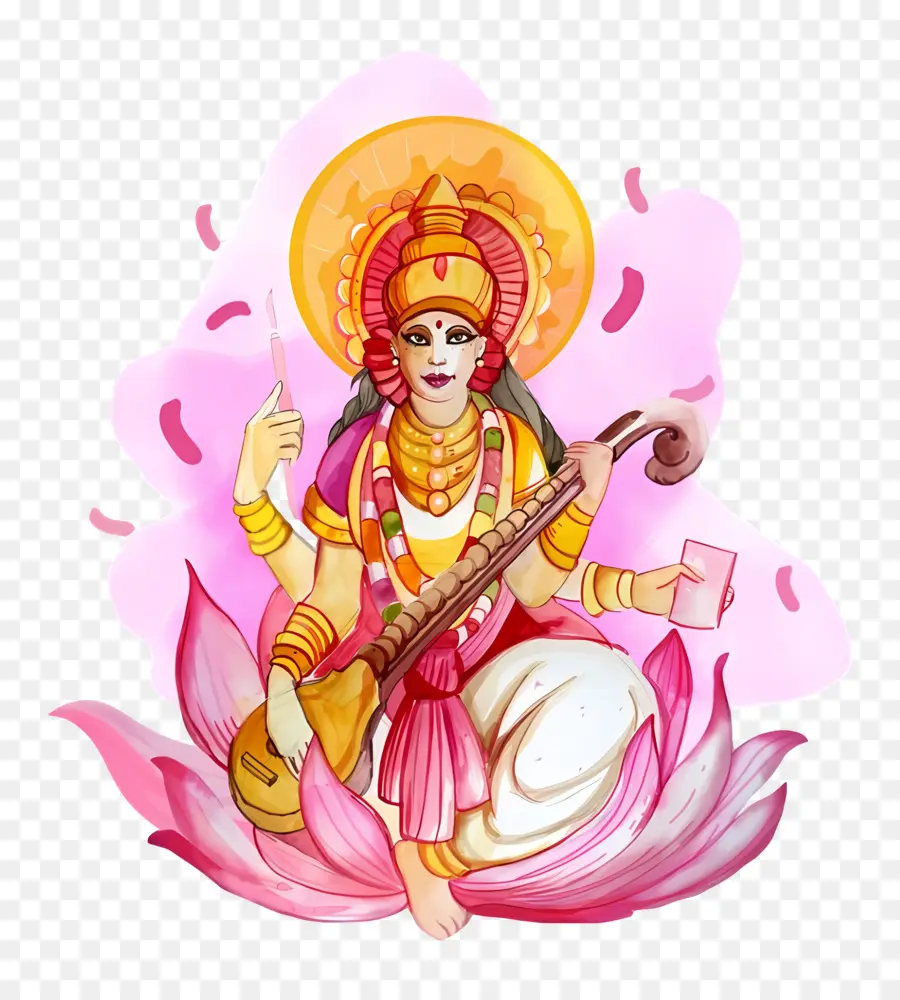 Sarasvati，Illustration De La Déesse Saraswati PNG