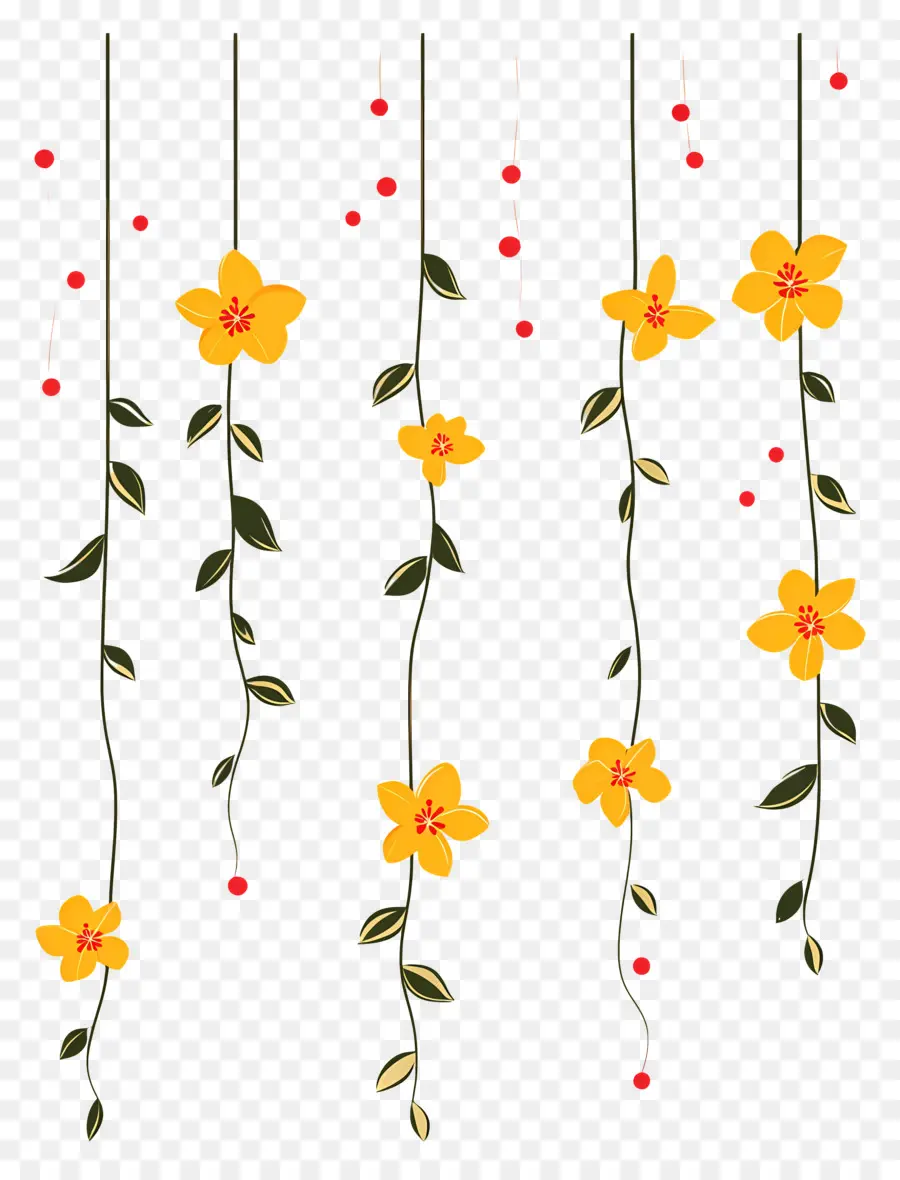 Fleurs Suspendues，Jaune PNG