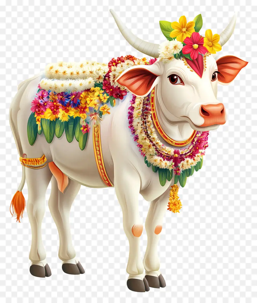 Vache Pongal，Vache Décorée PNG