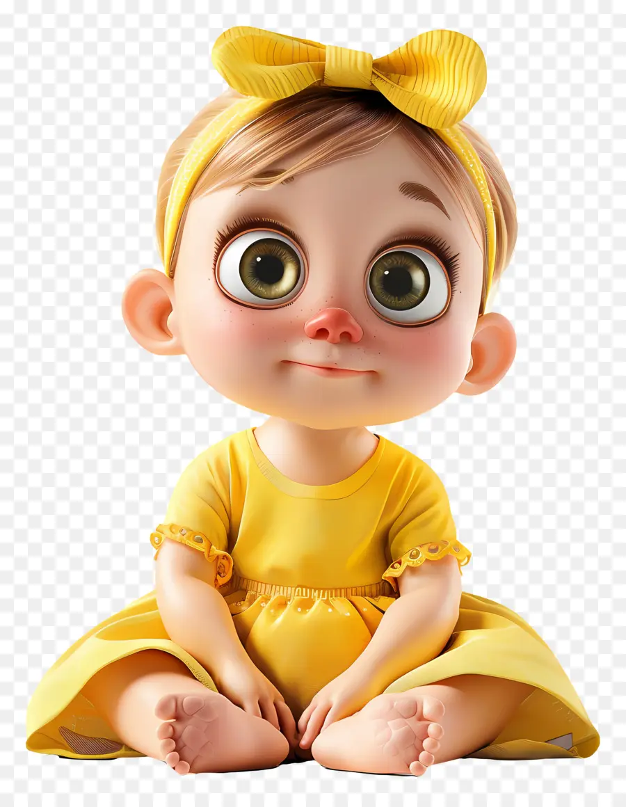 Petite Fille，Robe Jaune PNG