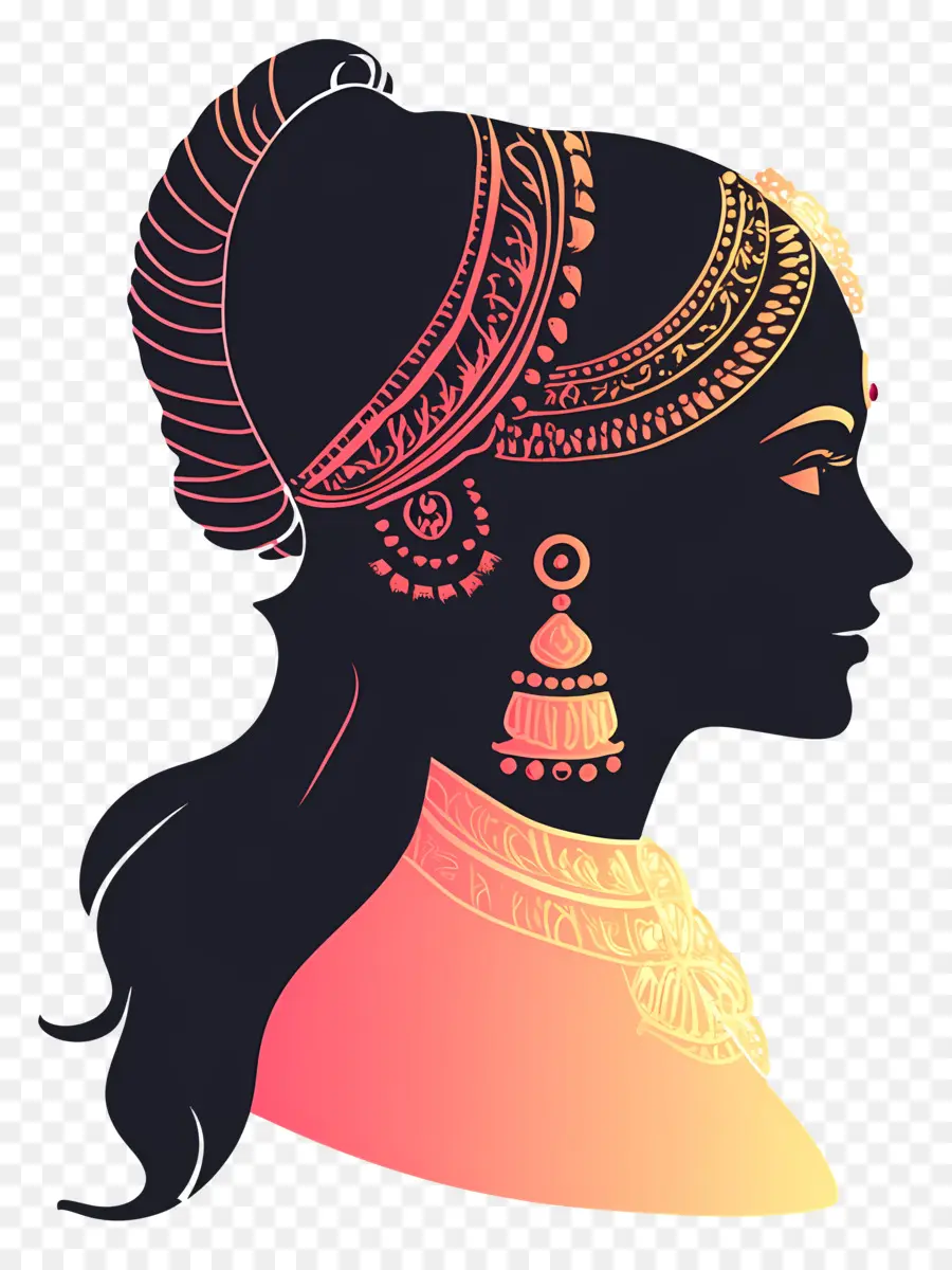 Silhouette Féminine，Femme En Tenue Traditionnelle PNG