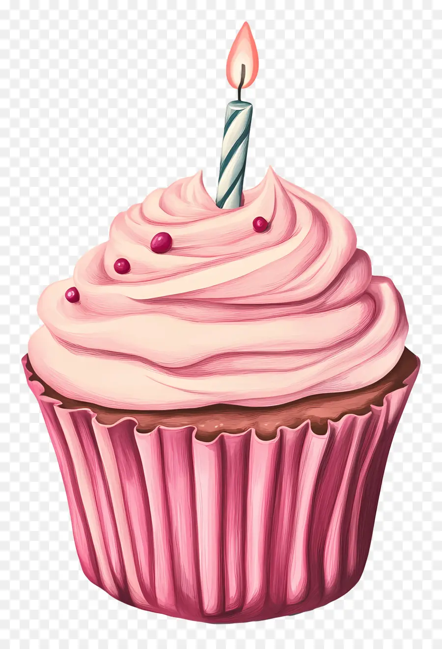 Gâteau D'anniversaire，Cupcake Avec Bougie PNG