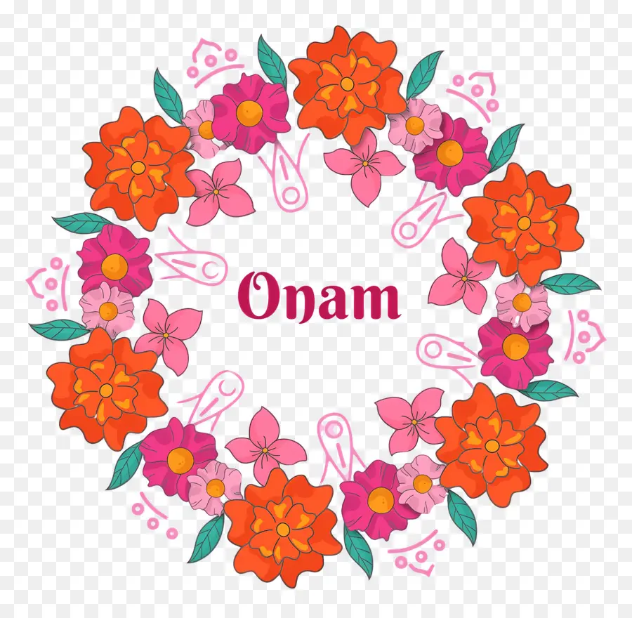 Joyeux Onam，Couronne De Fleurs PNG