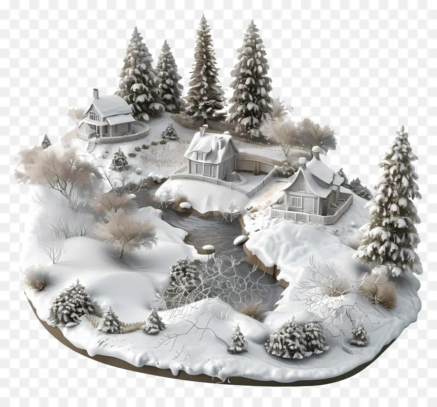 Paysage De Neige，Village Enneigé PNG