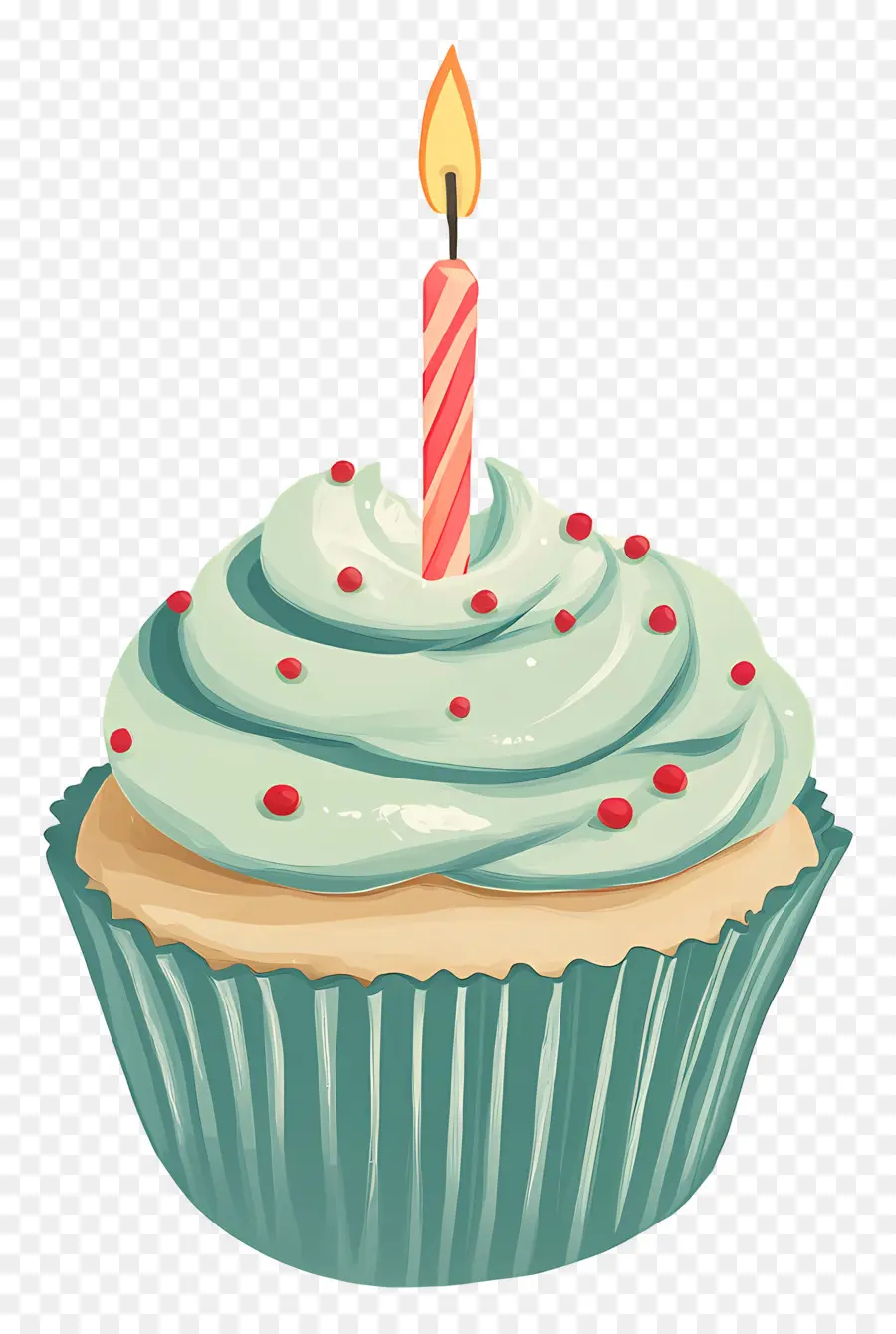 Gâteau D'anniversaire，Cupcake Avec Bougie PNG