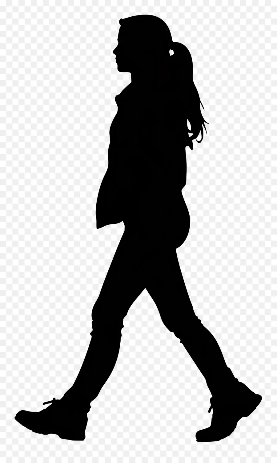 Silhouette Féminine Marchant，Silhouette PNG