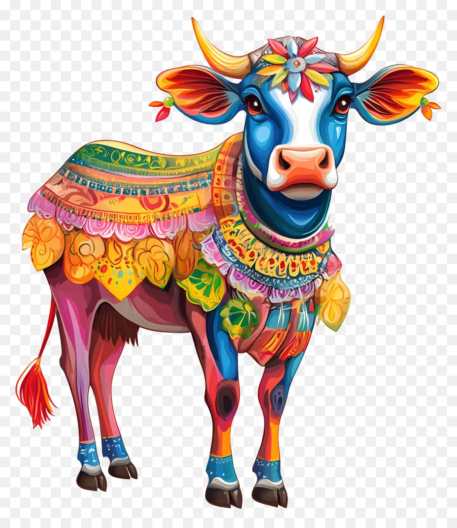 Vache Pongal，Vache Décorée PNG