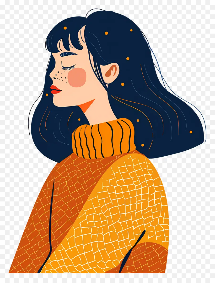 Femme En Pull，Fille PNG