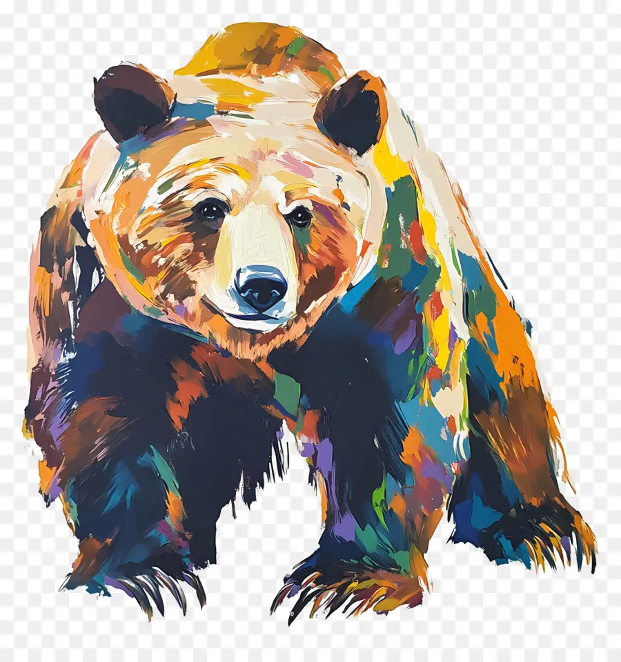 Grizzly，Peinture D’ours Coloré PNG