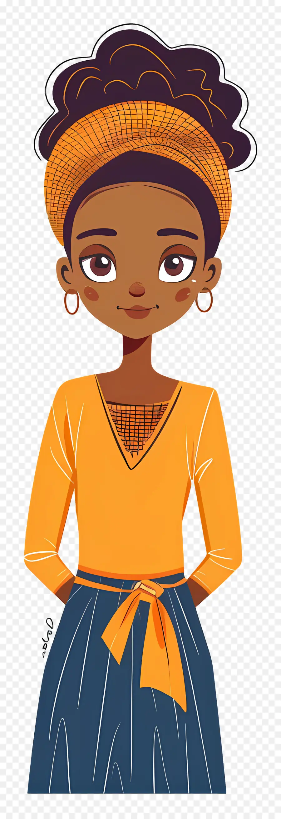 Femme Africaine，Femme En Robe Orange PNG