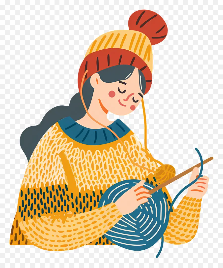 Femme Au Crochet，Femme Tricotant PNG