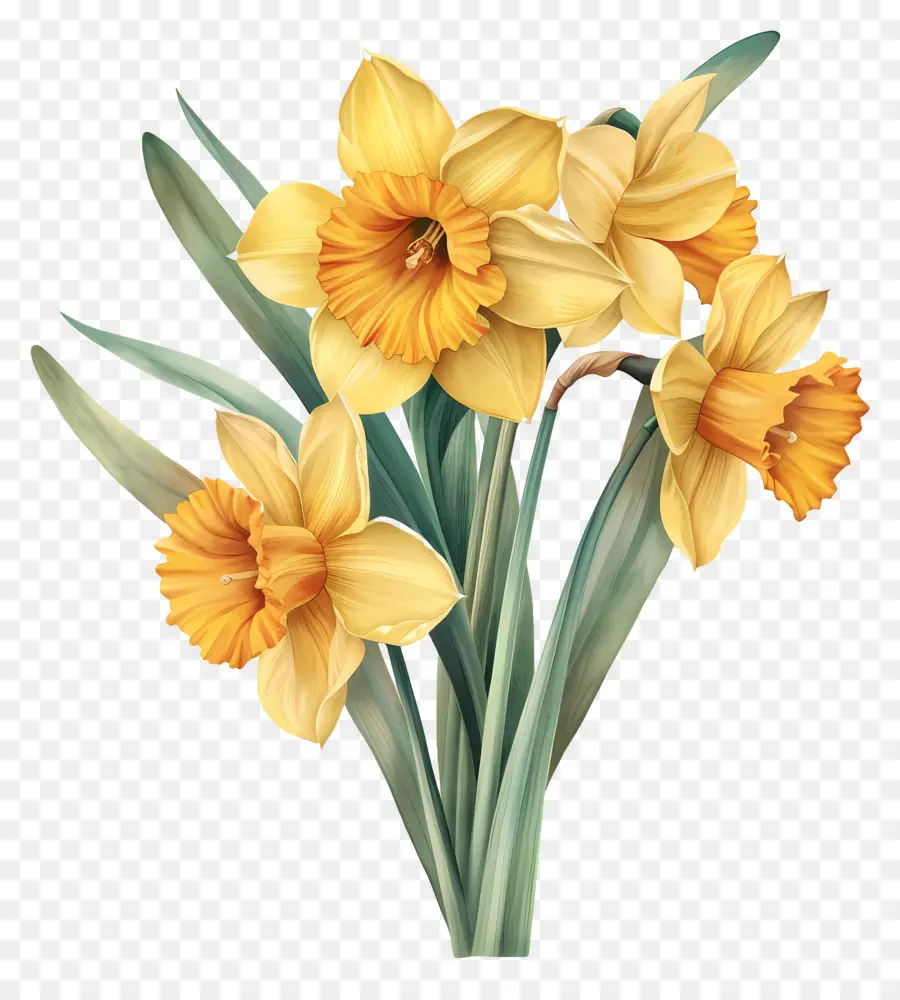 Bouquet De Jonquilles Jaunes，Jonquille PNG