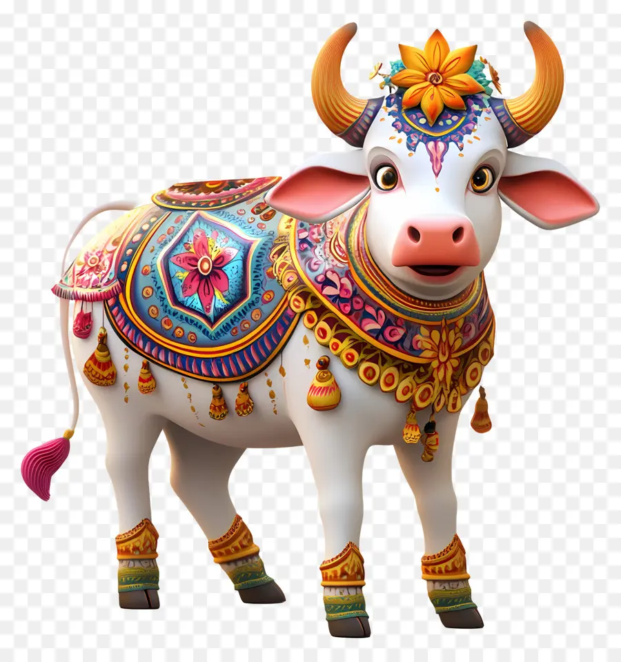 Vache Pongal，Vache Décorée PNG