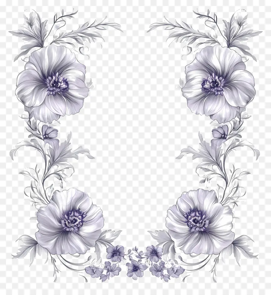 Ligne De Mariage，Cadre Floral PNG