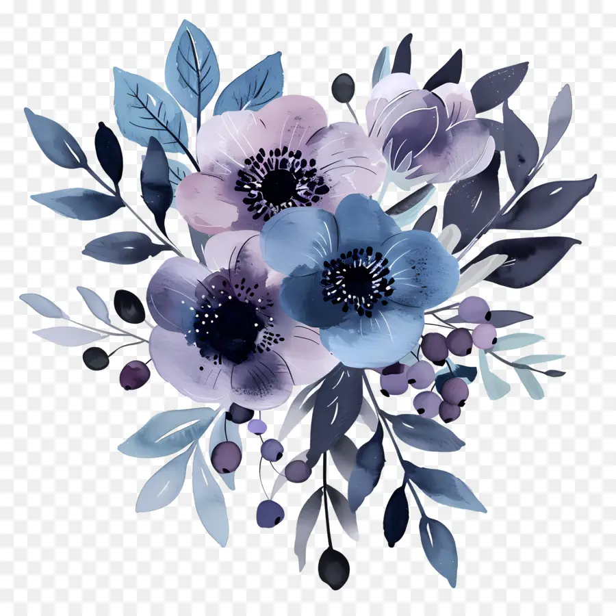 Bouquet Bleu，Composition Florale PNG