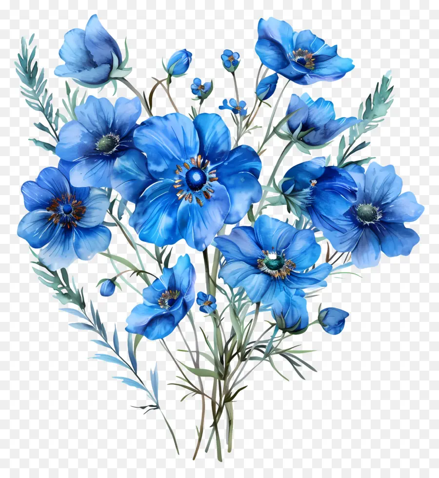 Bouquet Bleu，Fleurs Bleues PNG