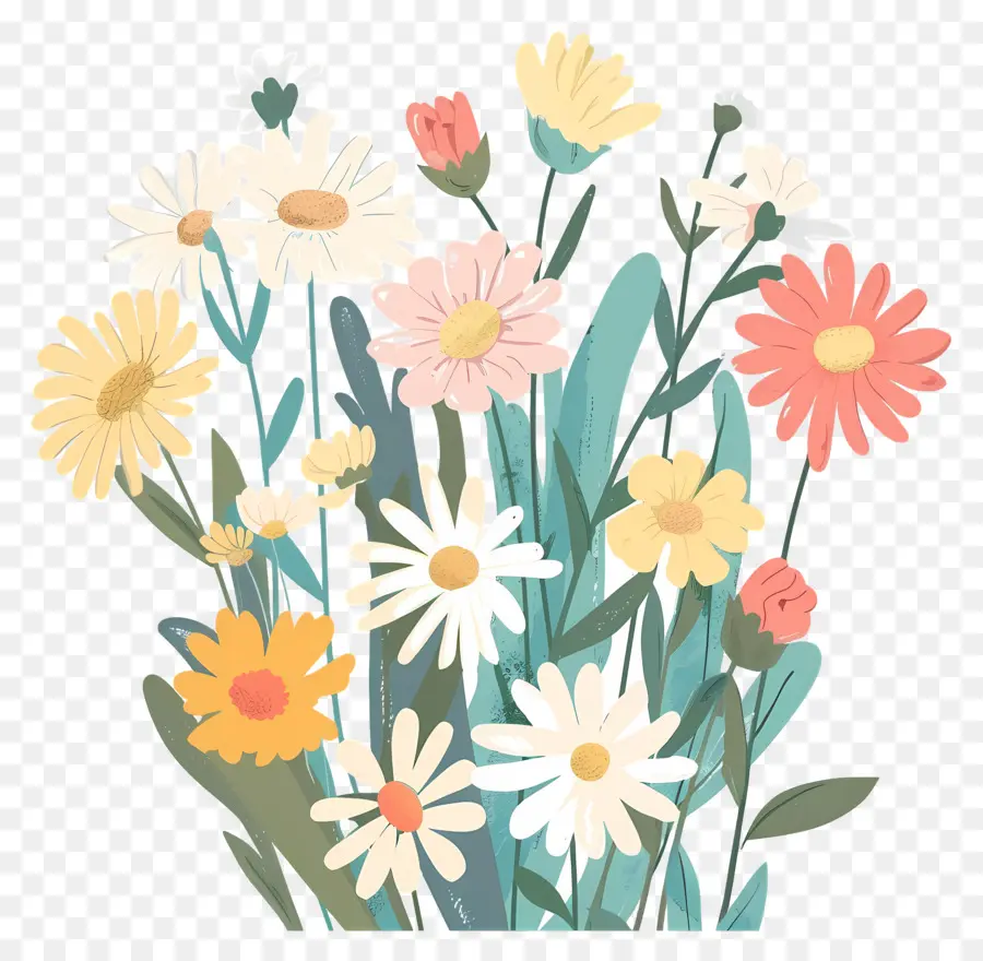 Bouquet De Marguerites，Fleurs PNG