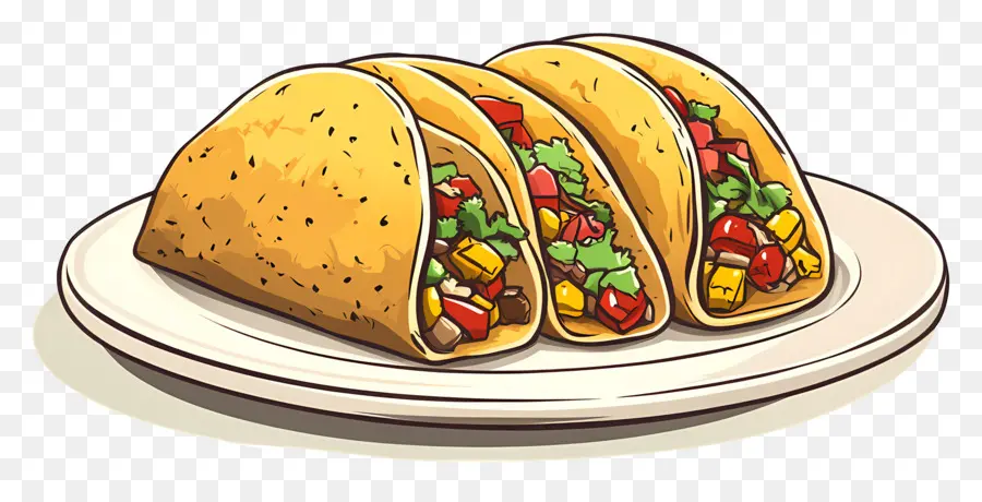 Tacos Sur Assiette，Tacos PNG