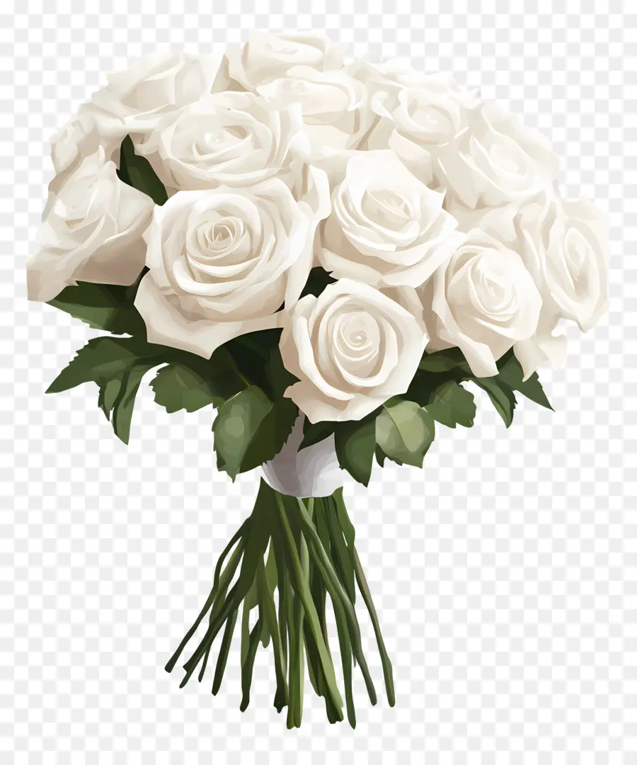 Bouquet De Mariage，Roses Blanches PNG