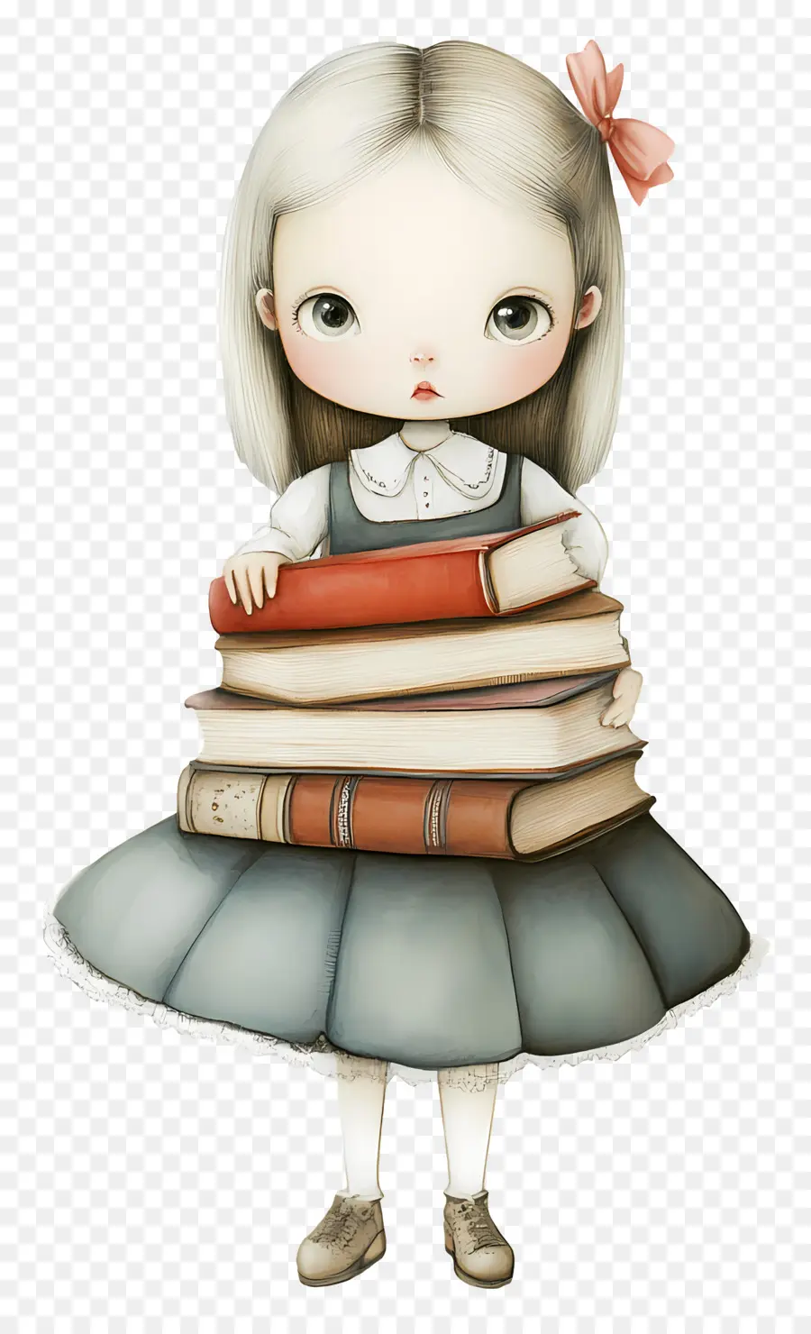 Fille étudiante，Jolie Fille Lisant PNG