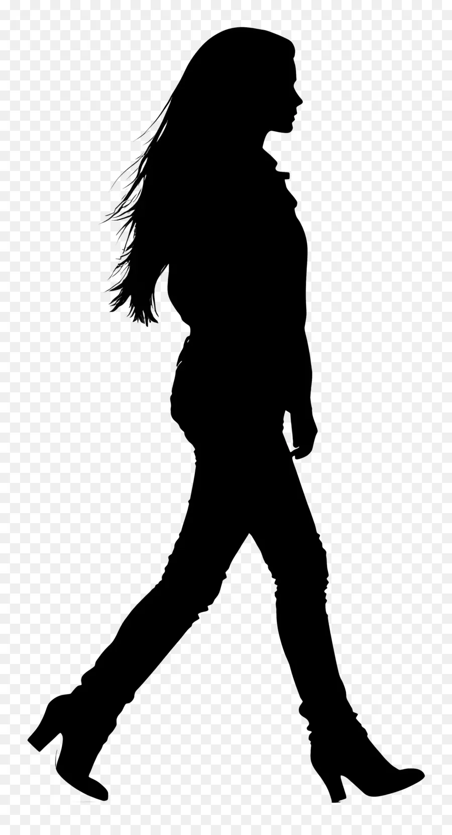 Silhouette Féminine Marchant，Silhouette PNG