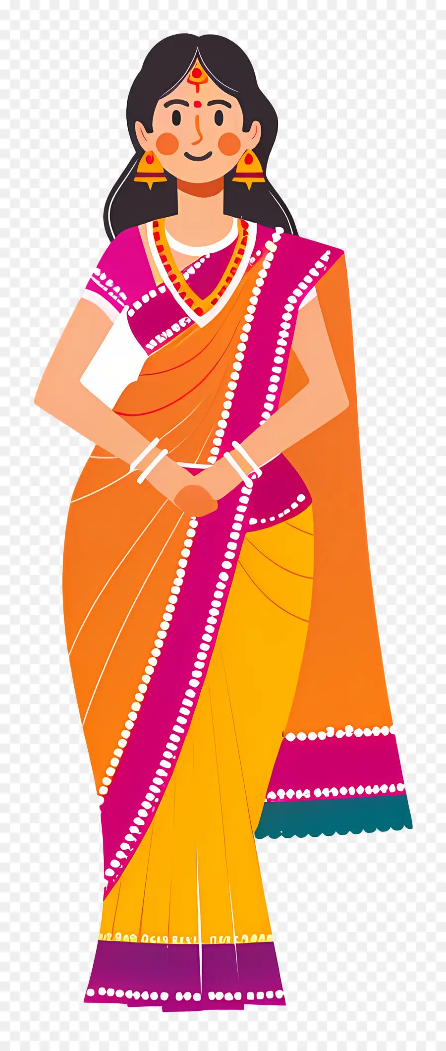 Sari Indien，Femme En Costume Traditionnel PNG