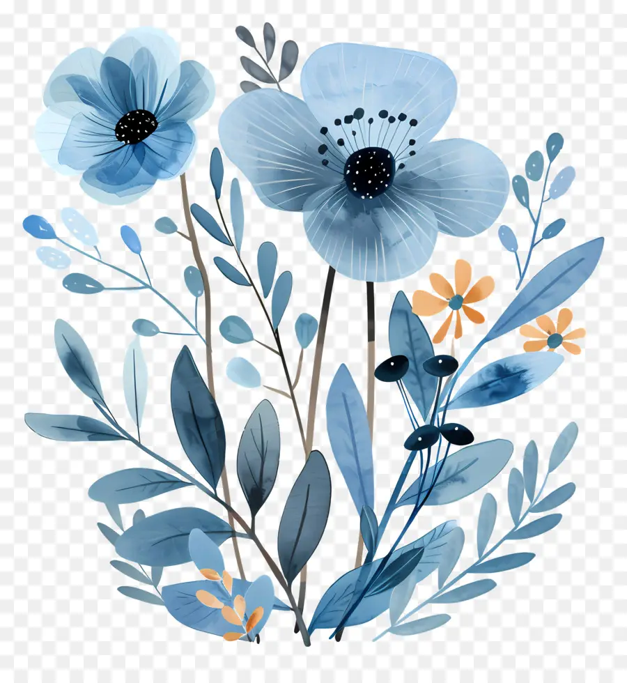 Bouquet Bleu，Fleurs Violettes PNG